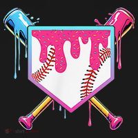 Funny Baseball Drip For Home Plate Ice Cream Drip Women's Long Sleeve Shirt thumb 2
