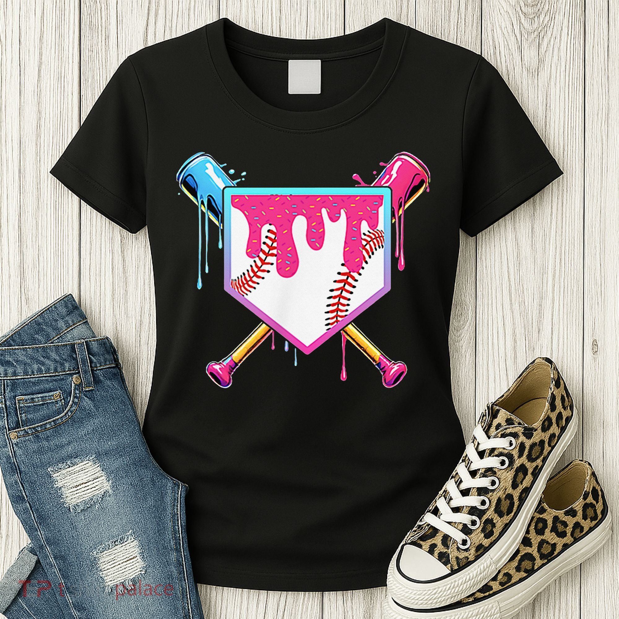 Funny Baseball Drip For Home Plate Ice Cream Drip Women's T-Shirt