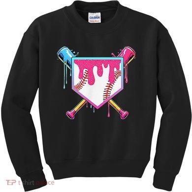 Funny Baseball Drip For Home Plate Ice Cream Drip Kids Sweatshirt