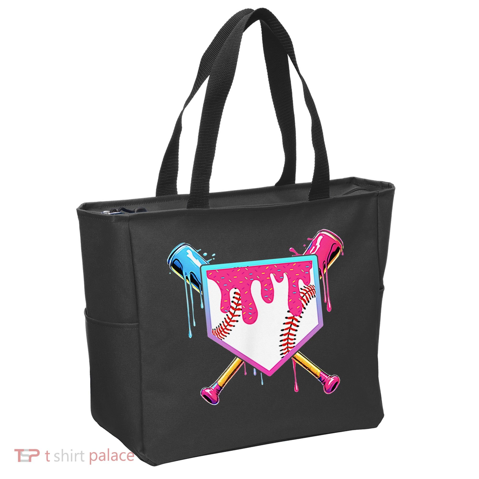 Funny Baseball Drip For Home Plate Ice Cream Drip Tote Bag