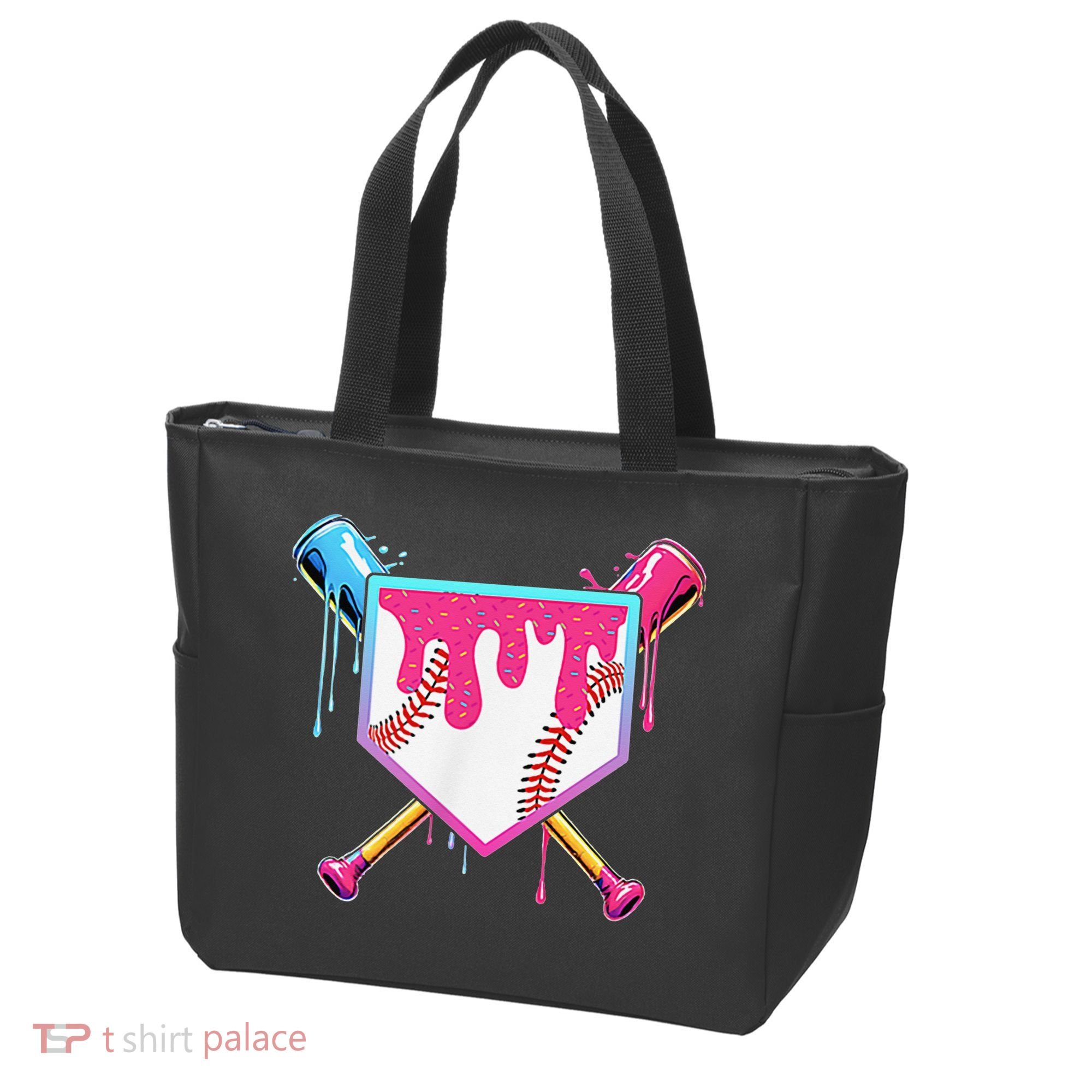 Funny Baseball Drip For Home Plate Ice Cream Drip Tote Bag