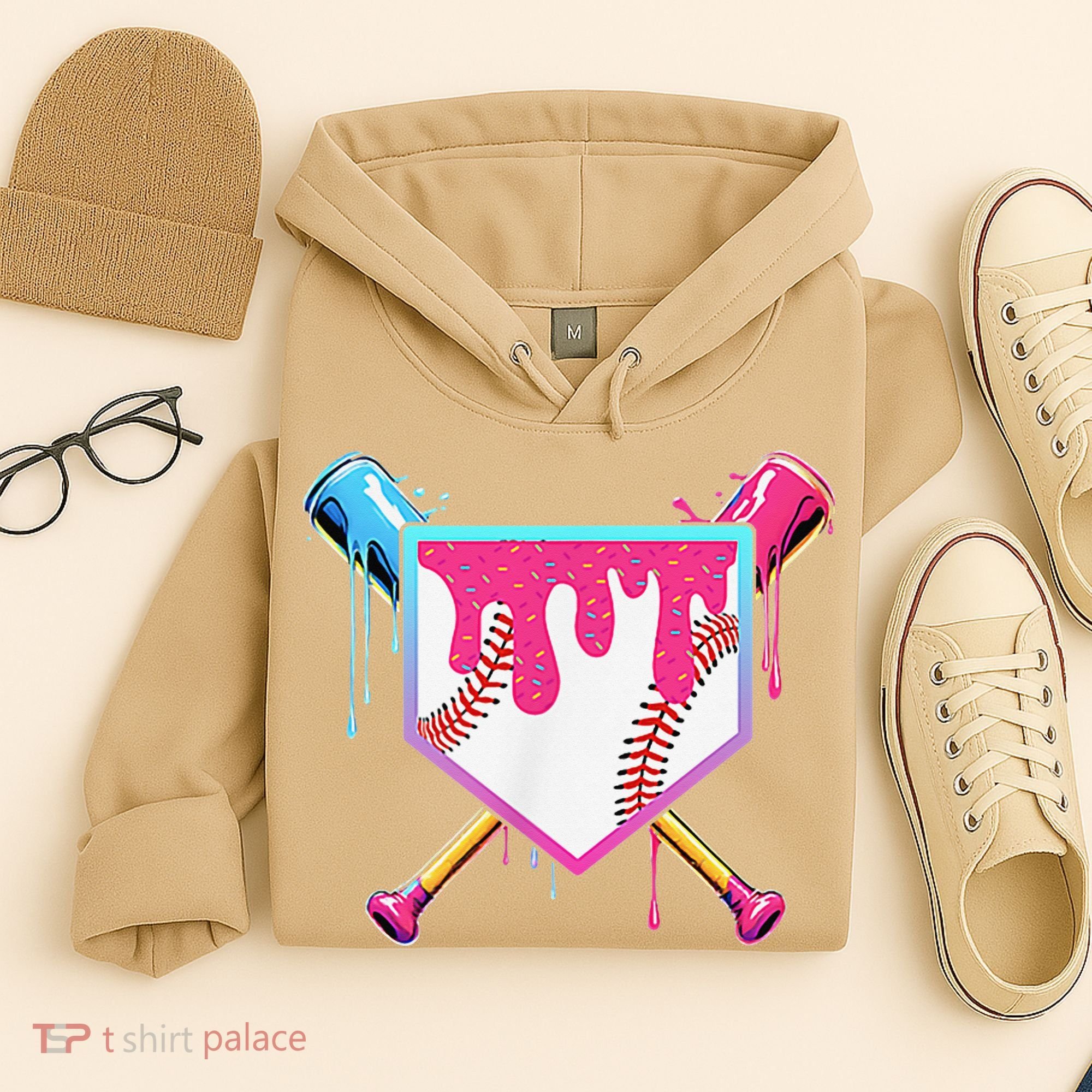 Funny Baseball Drip For Home Plate Ice Cream Drip Hoodie