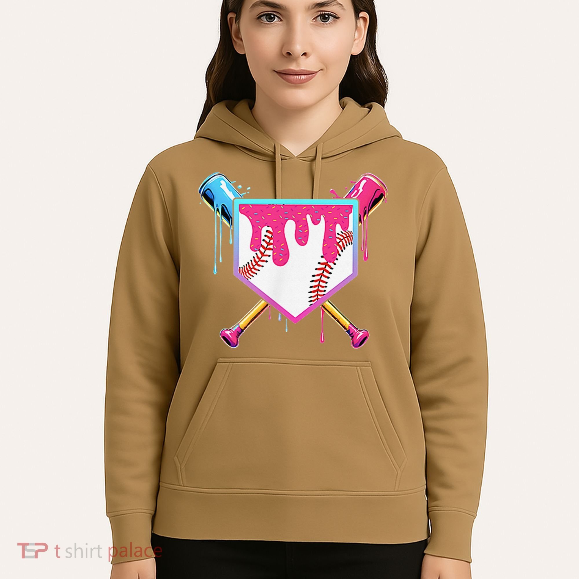 Funny Baseball Drip For Home Plate Ice Cream Drip Hoodie