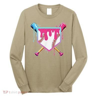 Funny Baseball Drip For Home Plate Ice Cream Drip Long Sleeve Shirt