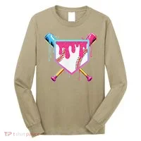 Funny Baseball Drip For Home Plate Ice Cream Drip Long Sleeve Shirt thumb 0