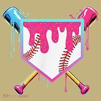 Funny Baseball Drip For Home Plate Ice Cream Drip Sweatshirt thumb 2
