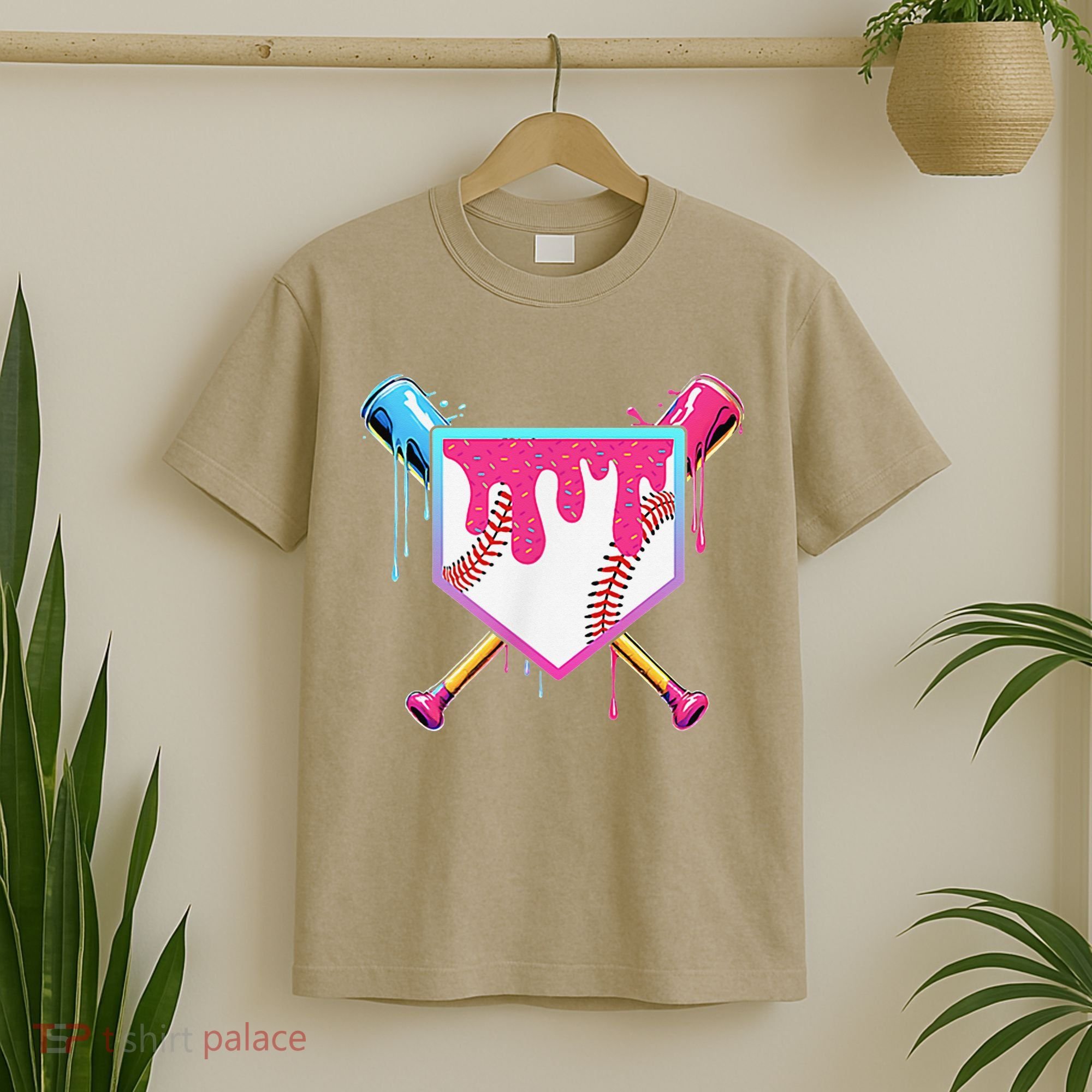 Funny Baseball Drip For Home Plate Ice Cream Drip T-Shirt