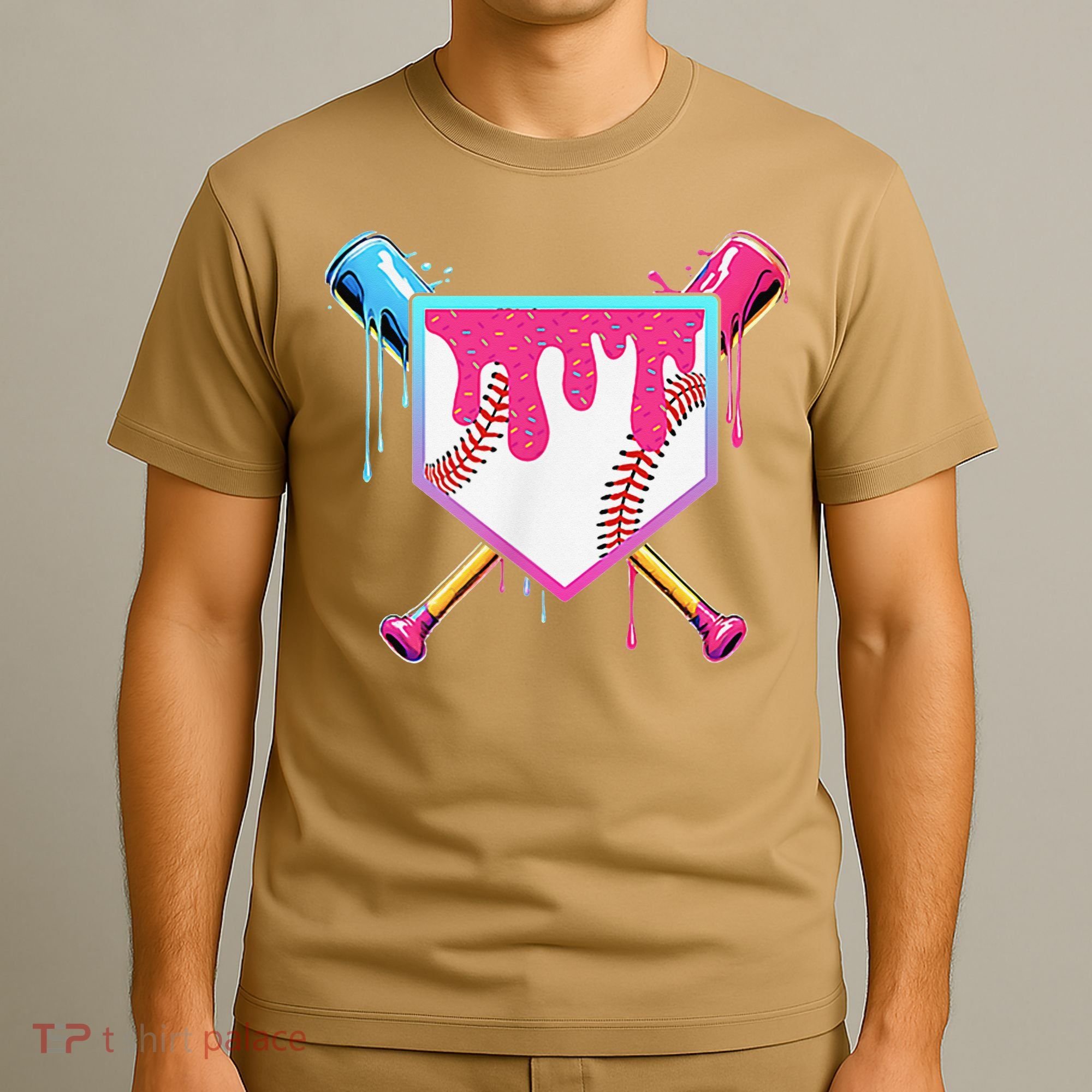 Funny Baseball Drip For Home Plate Ice Cream Drip T-Shirt