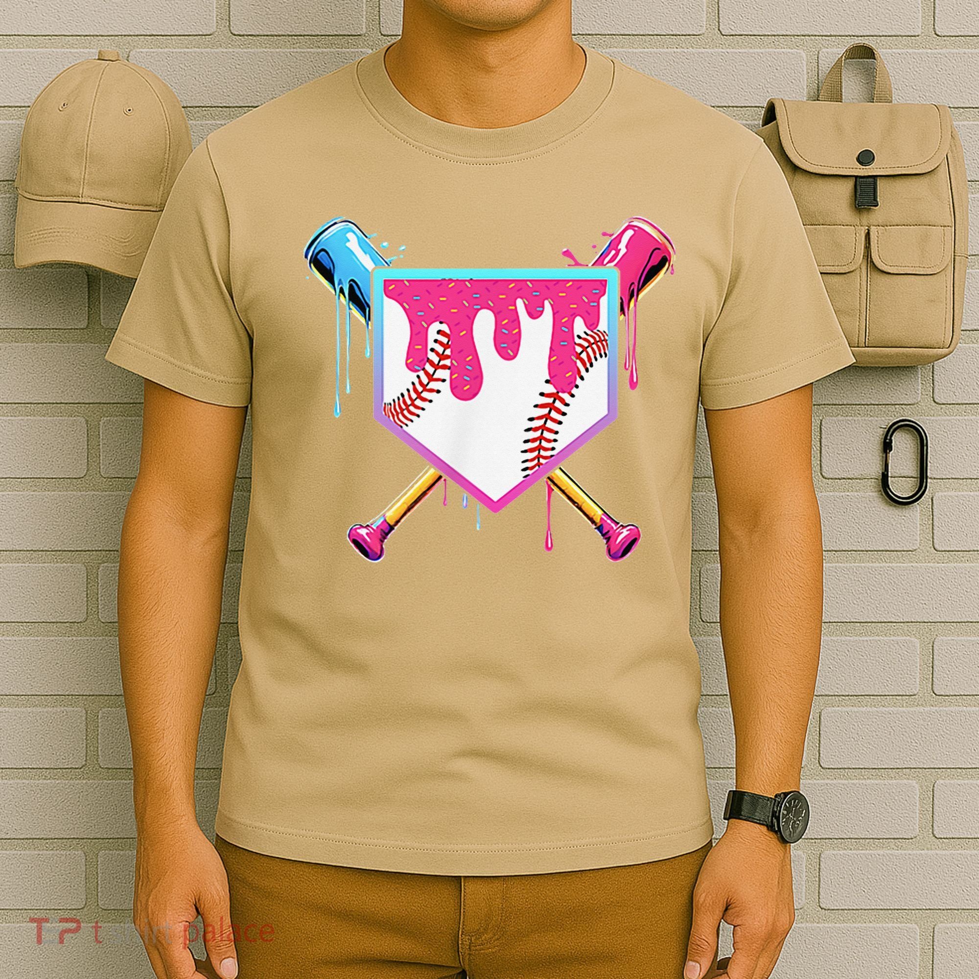 Funny Baseball Drip For Home Plate Ice Cream Drip T-Shirt