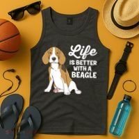 Funny Beagle Dog Life Is Better With A Beagle Tank Top thumb 4