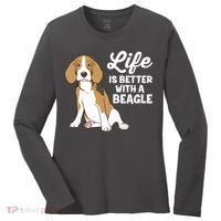 Funny Beagle Dog Life Is Better With A Beagle Women's Long Sleeve Shirt thumb 0