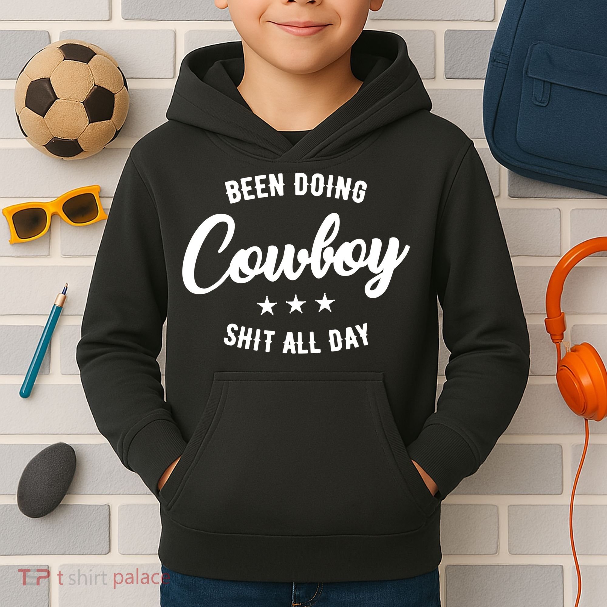 Funny Been Doing Cowboy Shit All Day Gift Kids Hoodie