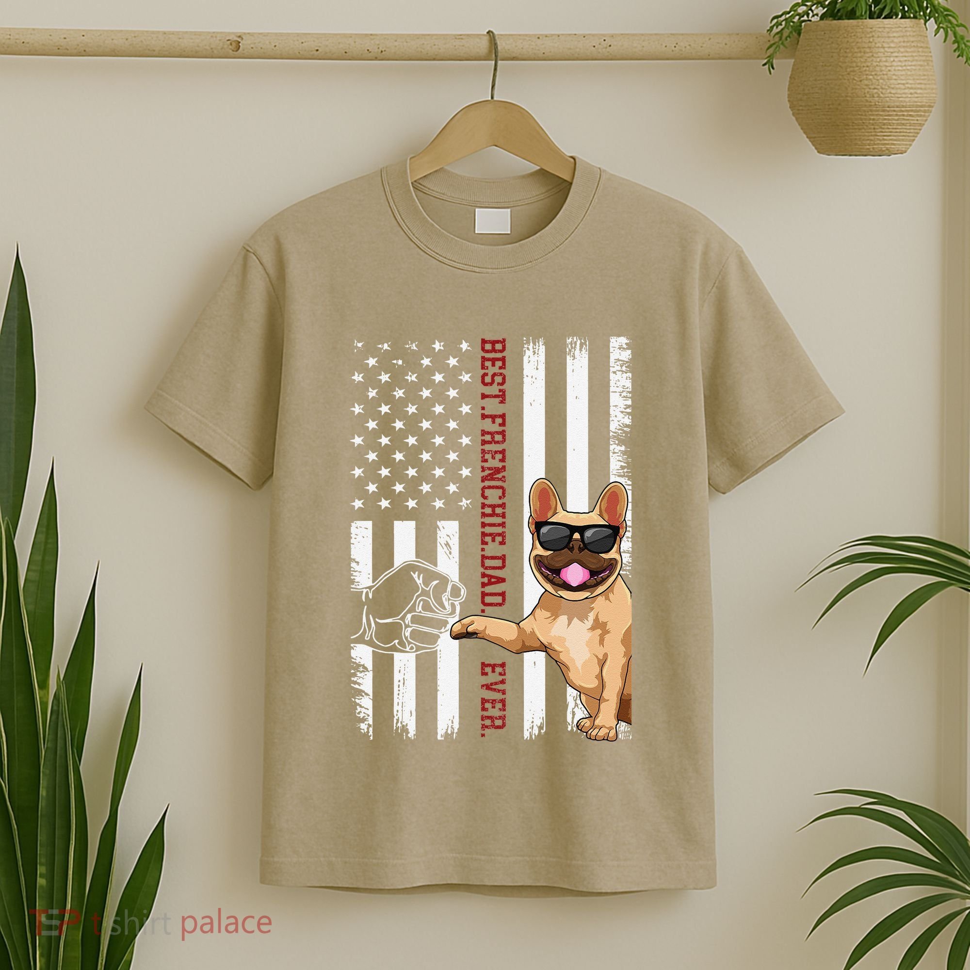 French Bulldog Dad American Flag Frenchie Dog Outfit T-Shirt