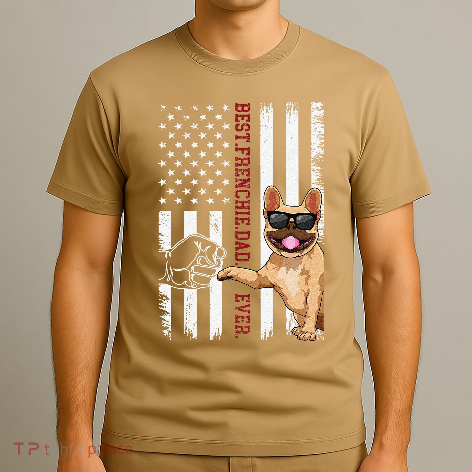 French Bulldog Dad American Flag Frenchie Dog Outfit T-Shirt