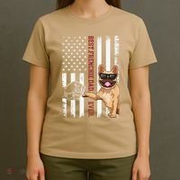 French Bulldog Dad American Flag Frenchie Dog Outfit T-Shirt thumb 4
