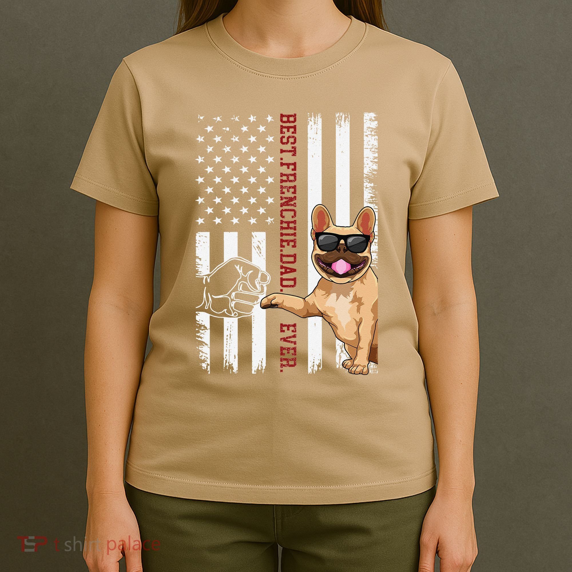 French Bulldog Dad American Flag Frenchie Dog Outfit T-Shirt