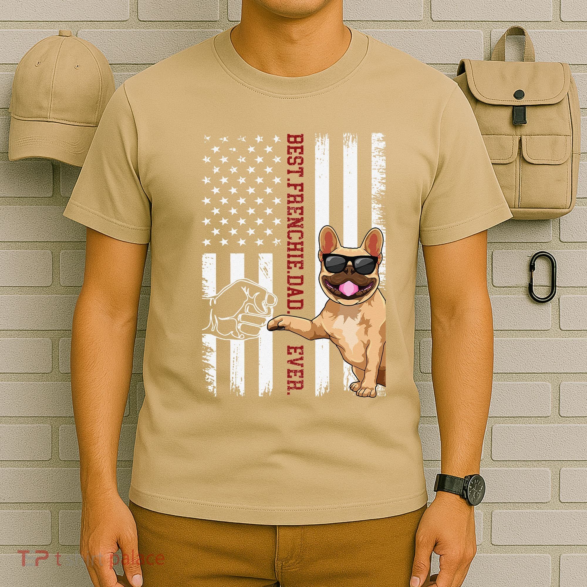 French Bulldog Dad American Flag Frenchie Dog Outfit T-Shirt
