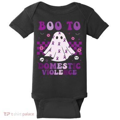 funny Boo Domestic Violence Awareness Baby Bodysuit