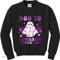 funny Boo Domestic Violence Awareness Kids Sweatshirt thumb 0