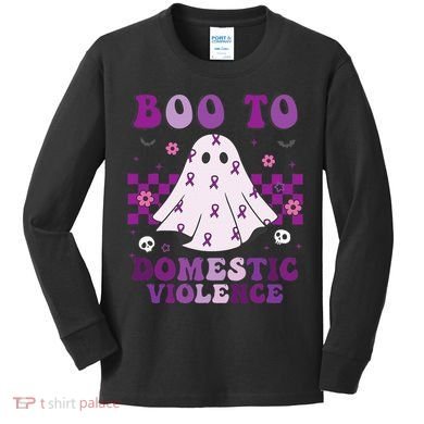 funny Boo Domestic Violence Awareness Kids Long Sleeve Shirt