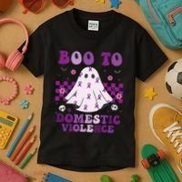 funny Boo Domestic Violence Awareness Kids T-Shirt thumb 3