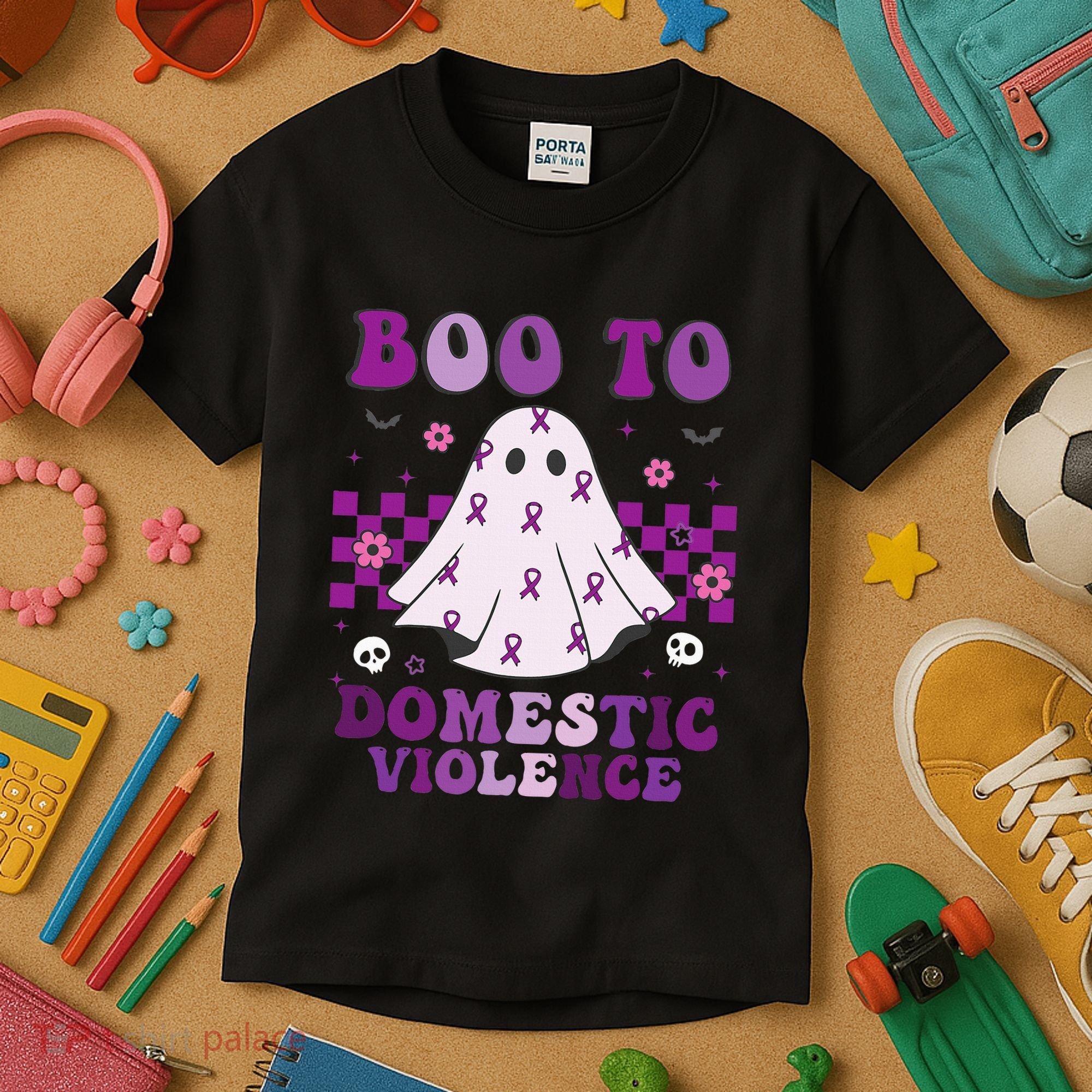 funny Boo Domestic Violence Awareness Kids T-Shirt