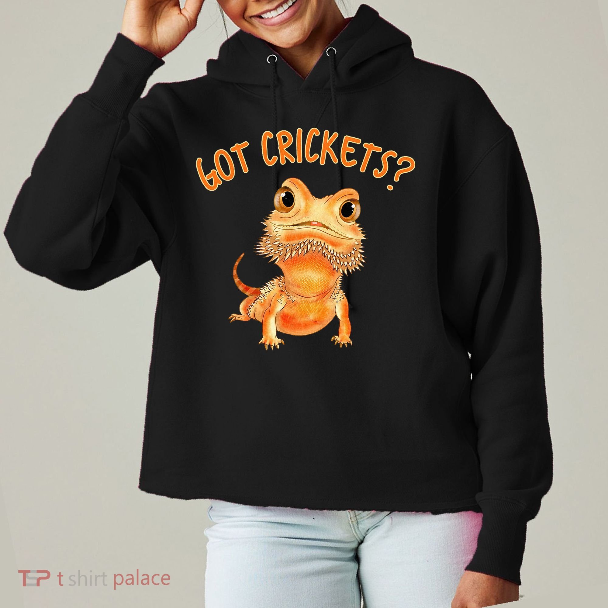 Funny Bearded Dragon Got Crickets Lizard Reptile Herpetology Ladies Heavyweight Boxy Pullover Hoodie