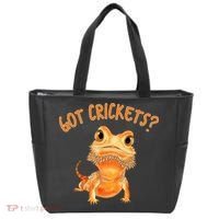 Funny Bearded Dragon Got Crickets Lizard Reptile Herpetology Tote Bag thumb 0