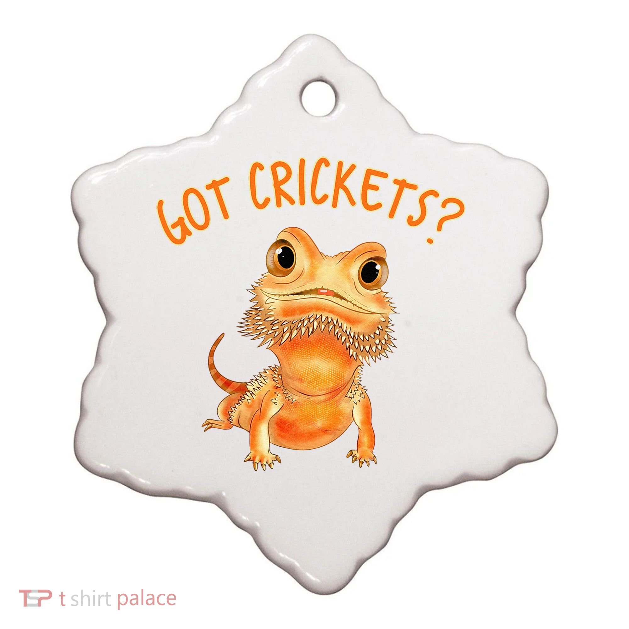 Funny Bearded Dragon Got Crickets Lizard Reptile Herpetology Ceramic Ornament