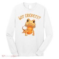 Funny Bearded Dragon Got Crickets Lizard Reptile Herpetology Long Sleeve Shirt thumb 0