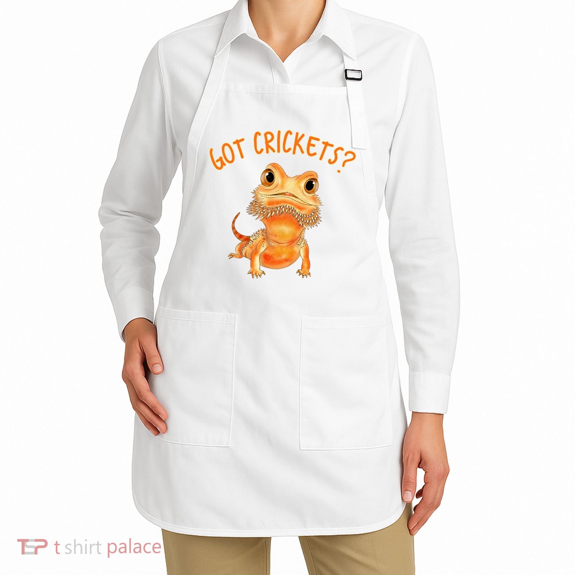 Funny Bearded Dragon Got Crickets Lizard Reptile Herpetology Apron