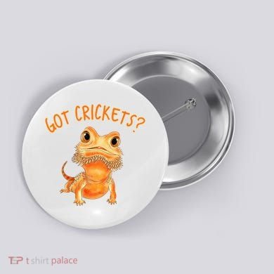 Funny Bearded Dragon Got Crickets Lizard Reptile Herpetology Button