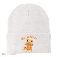 Funny Bearded Dragon Got Crickets Lizard Reptile Herpetology Beanie thumb 0