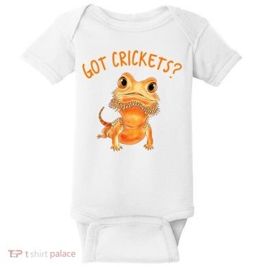 Funny Bearded Dragon Got Crickets Lizard Reptile Herpetology Baby Bodysuit