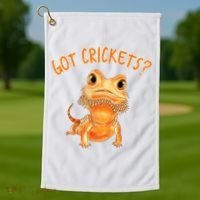 Funny Bearded Dragon Got Crickets Lizard Reptile Herpetology Golf Towel thumb 1