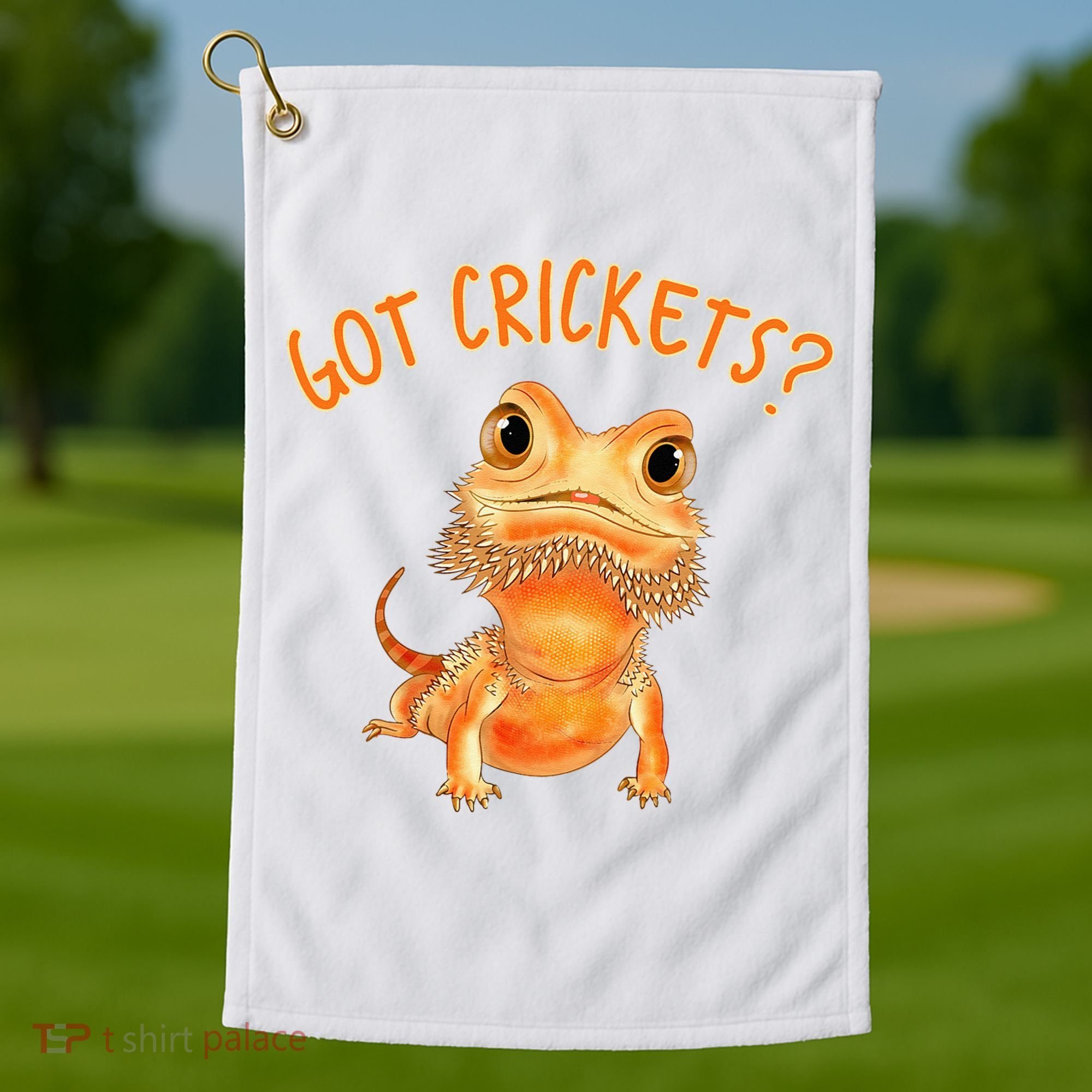 Funny Bearded Dragon Got Crickets Lizard Reptile Herpetology Golf Towel