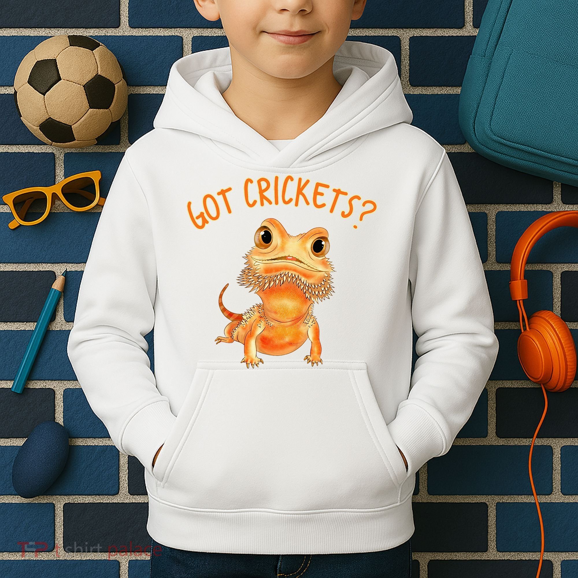 Funny Bearded Dragon Got Crickets Lizard Reptile Herpetology Kids Hoodie