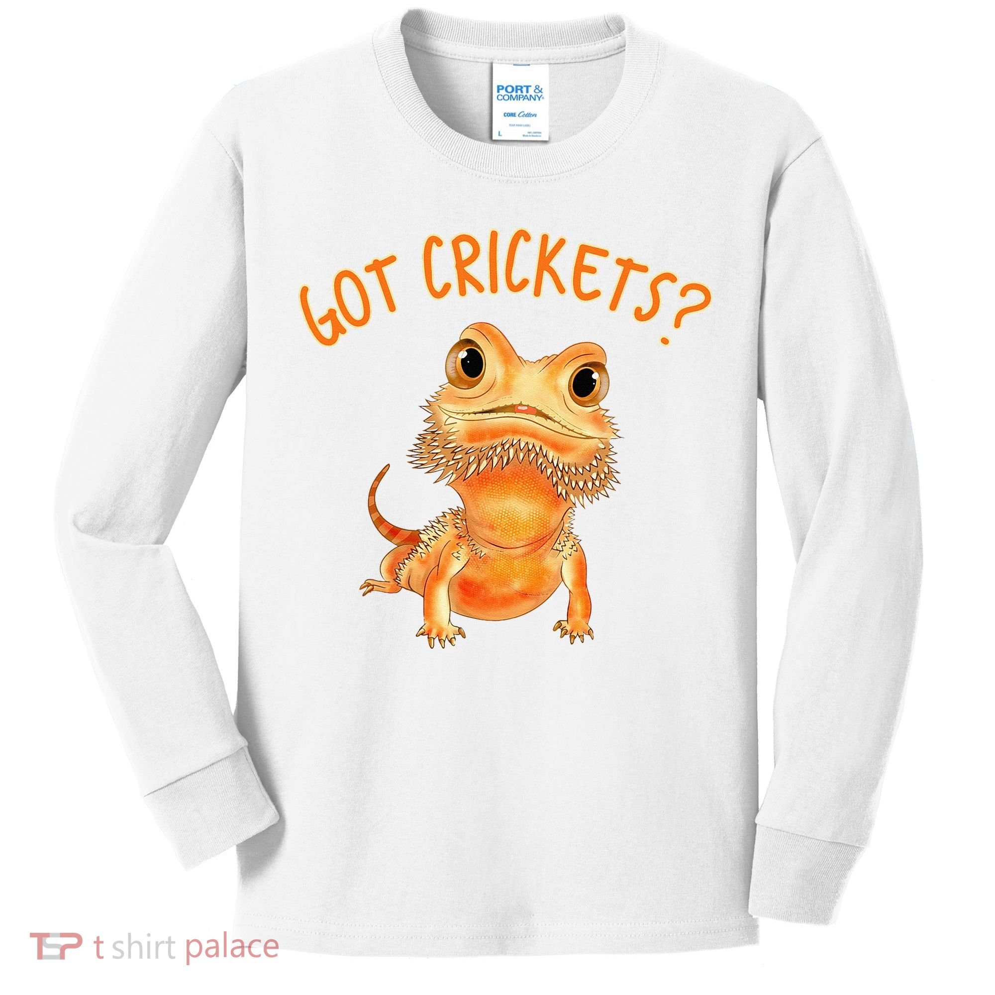 Funny Bearded Dragon Got Crickets Lizard Reptile Herpetology Kids Long Sleeve Shirt