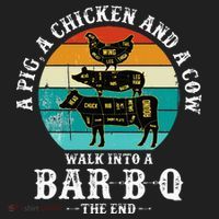 Funny BBQ DAD A Pig A Chicken And A Cow Walk into a BarBQ Women's Sweatshirt thumb 2