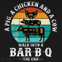 Funny BBQ DAD A Pig A Chicken And A Cow Walk into a BarBQ Women's Hoodie thumb 2