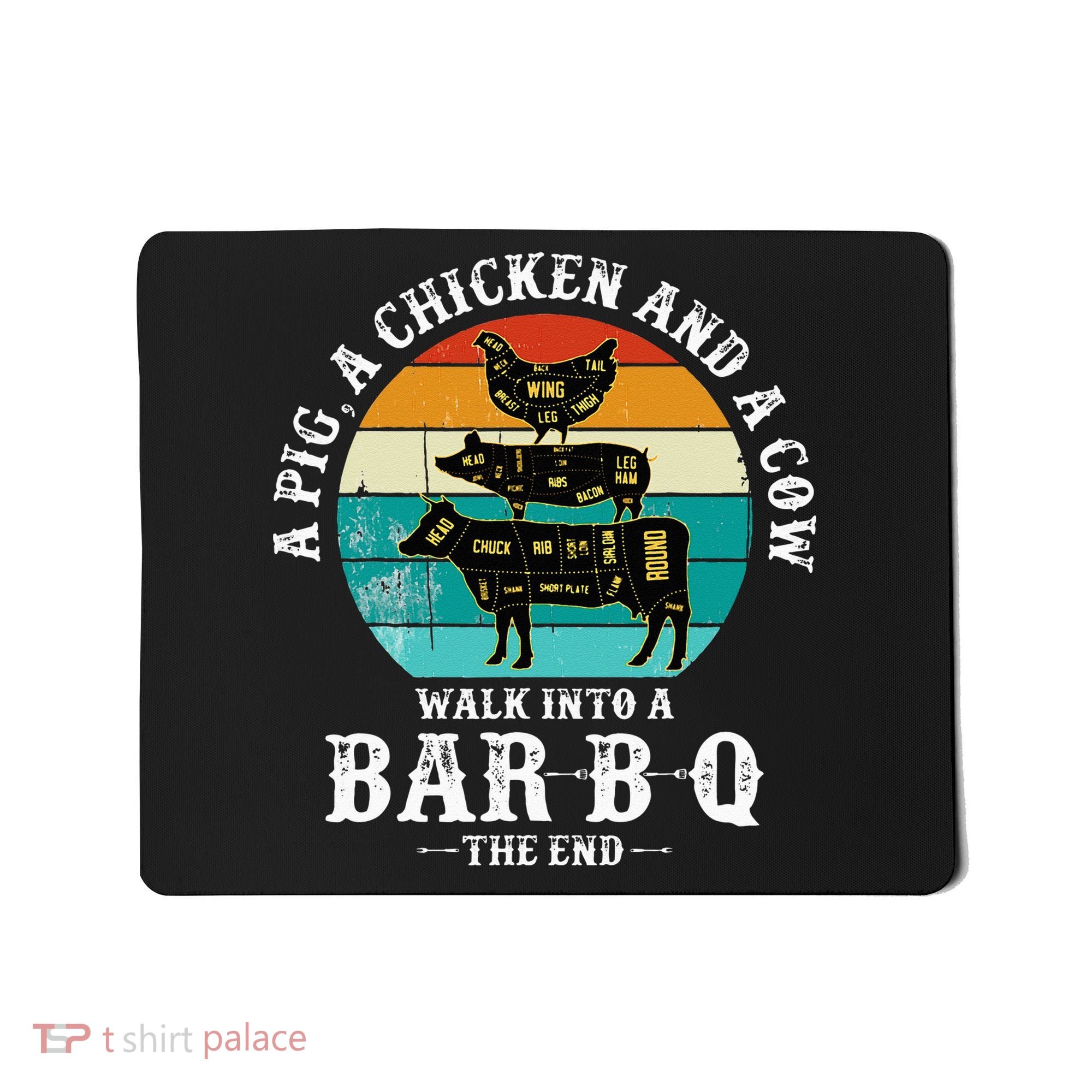 Funny BBQ DAD A Pig A Chicken And A Cow Walk into a BarBQ Mousepad