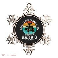 Funny BBQ DAD A Pig A Chicken And A Cow Walk into a BarBQ Ornament thumb 0