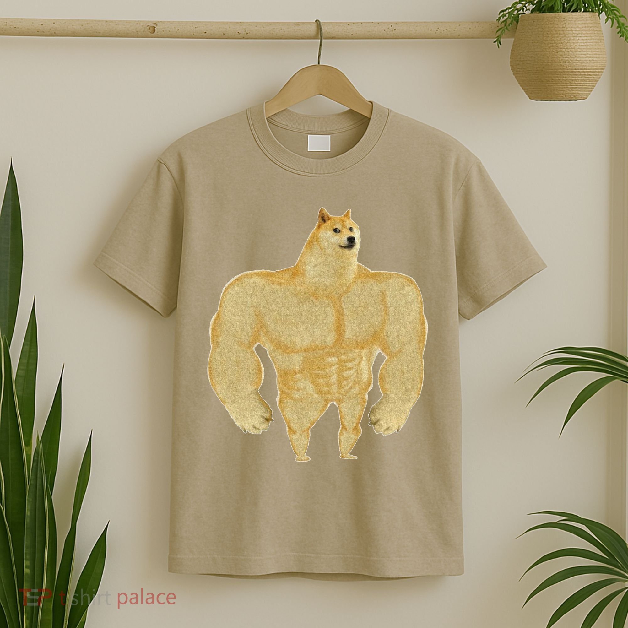Funny Buff Doge Chiba Dog Gym Meme Funny Swole Doge Meme T-Shirt