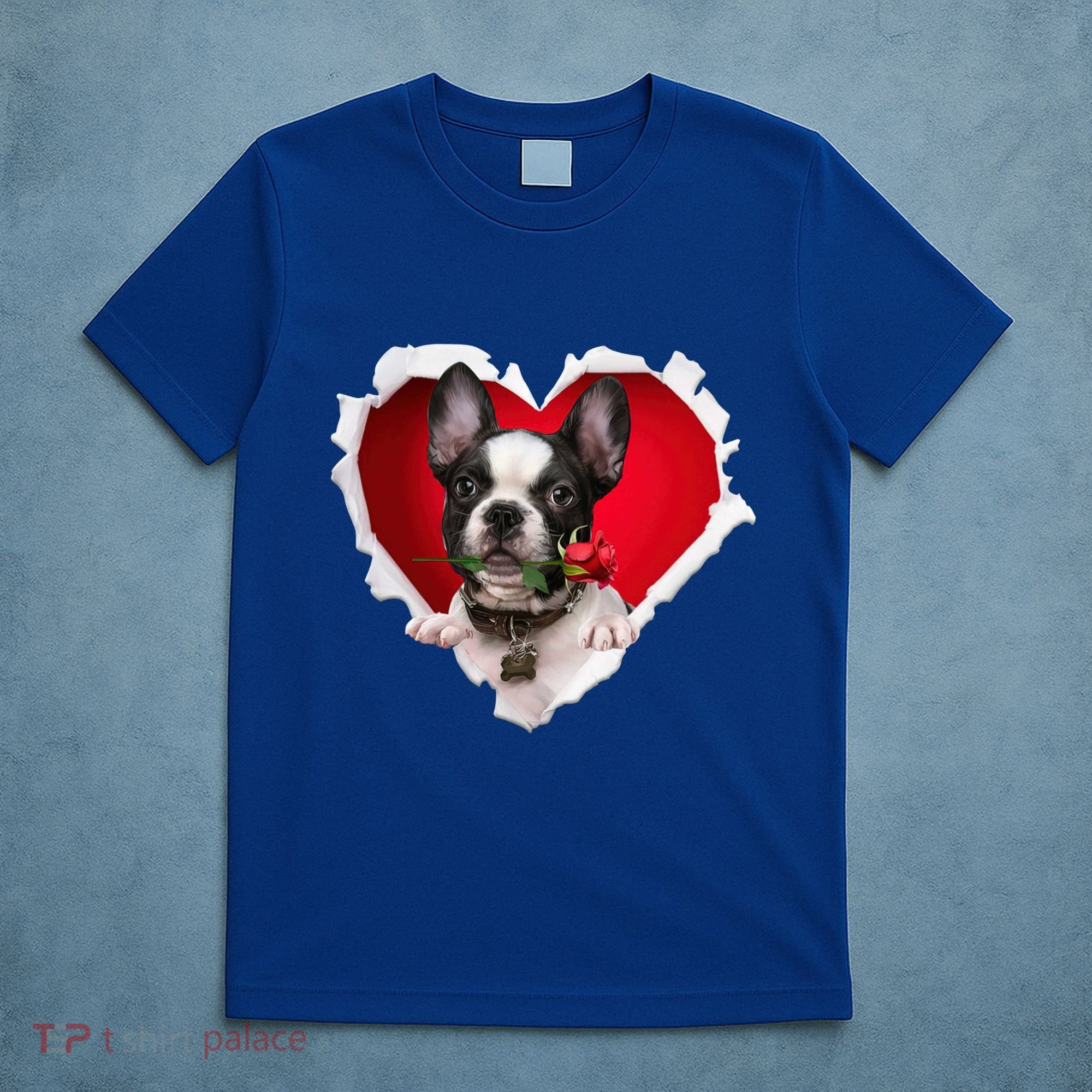 French Bulldog Dog Rose Heart Valentines Day Couple Gift T-Shirt