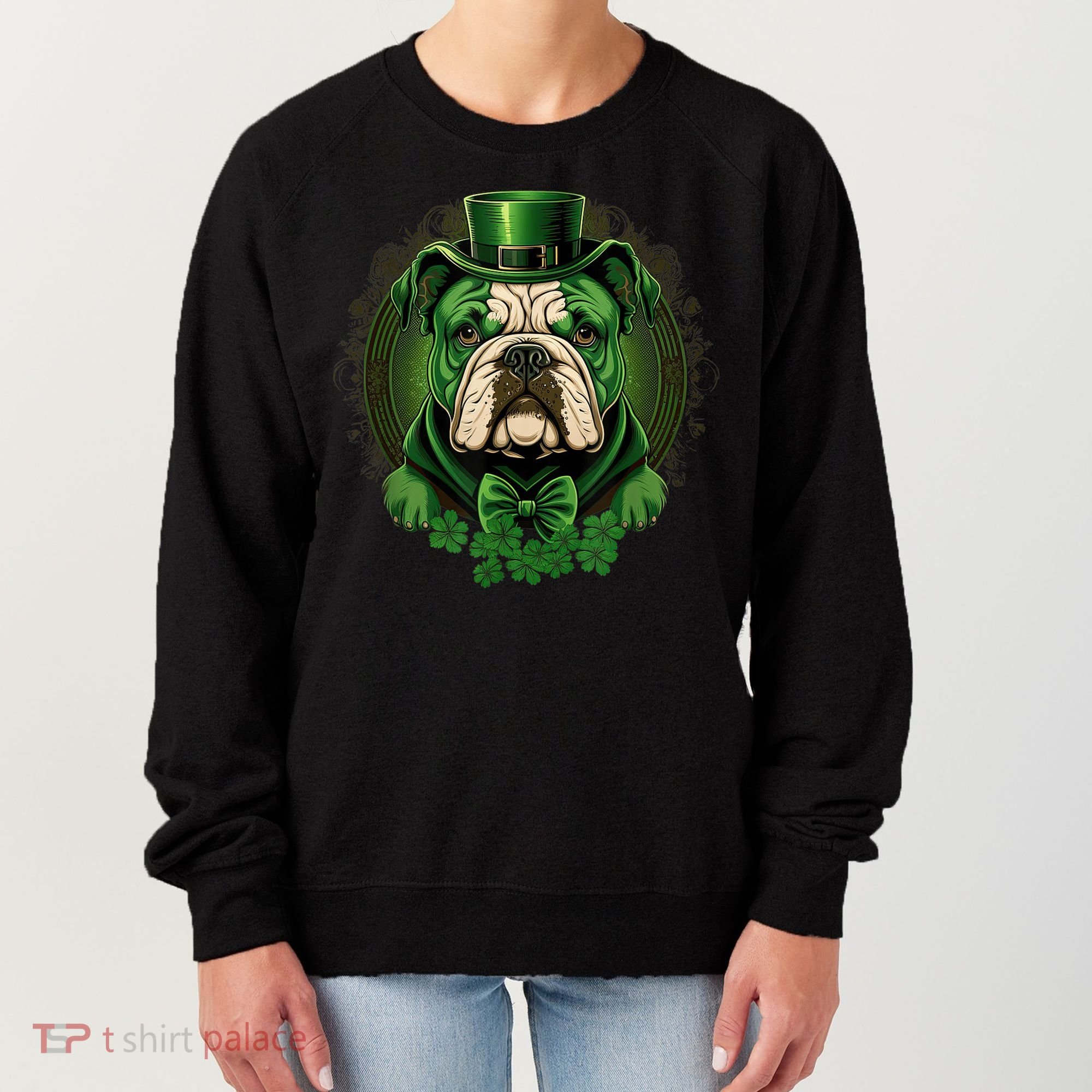 Funny Bulldog Dog St Patricks Day Irish Saint Patrick Day Women's Sweatshirt