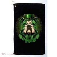 Funny Bulldog Dog St Patricks Day Irish Saint Patrick Day Golf Towel thumb 0
