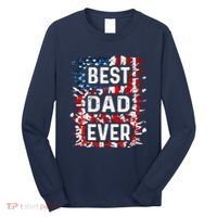 Funny Best Dad Ever Fathers Day Papa Us American Flag Long Sleeve Shirt thumb 0