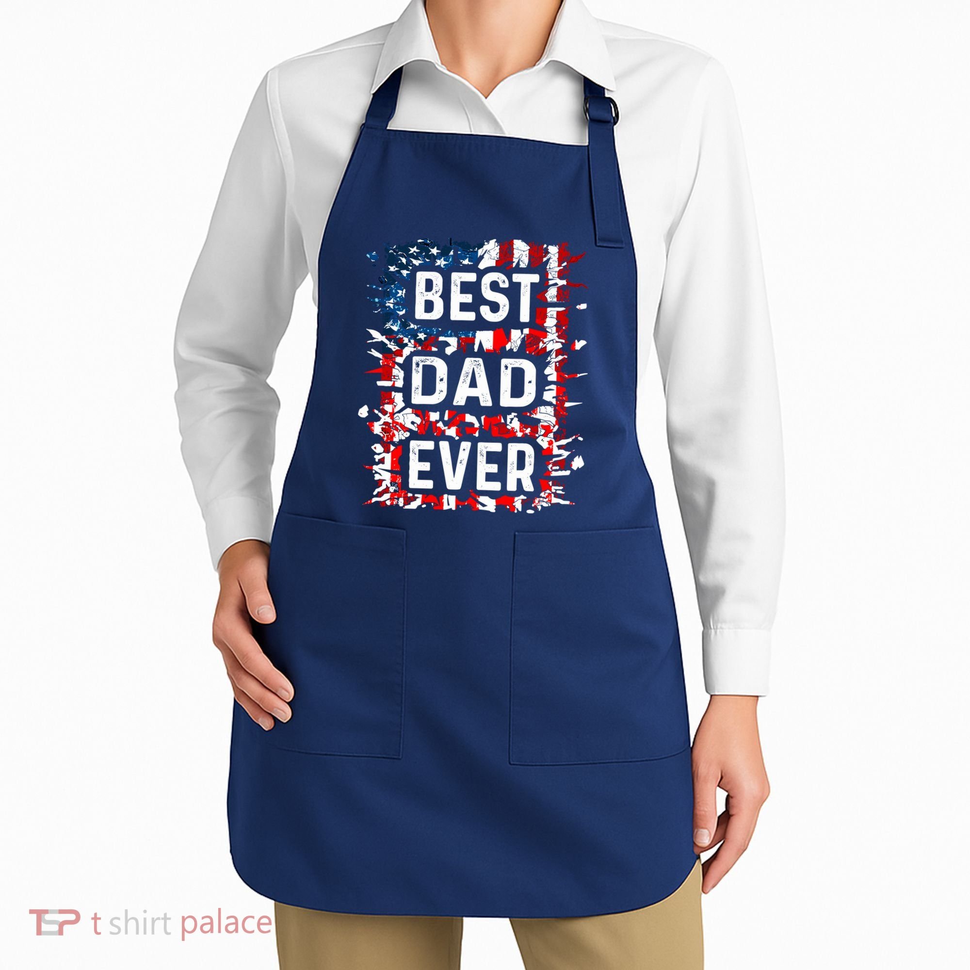 Funny Best Dad Ever Fathers Day Papa Us American Flag Apron