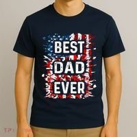 Funny Best Dad Ever Fathers Day Papa Us American Flag T-Shirt thumb 3