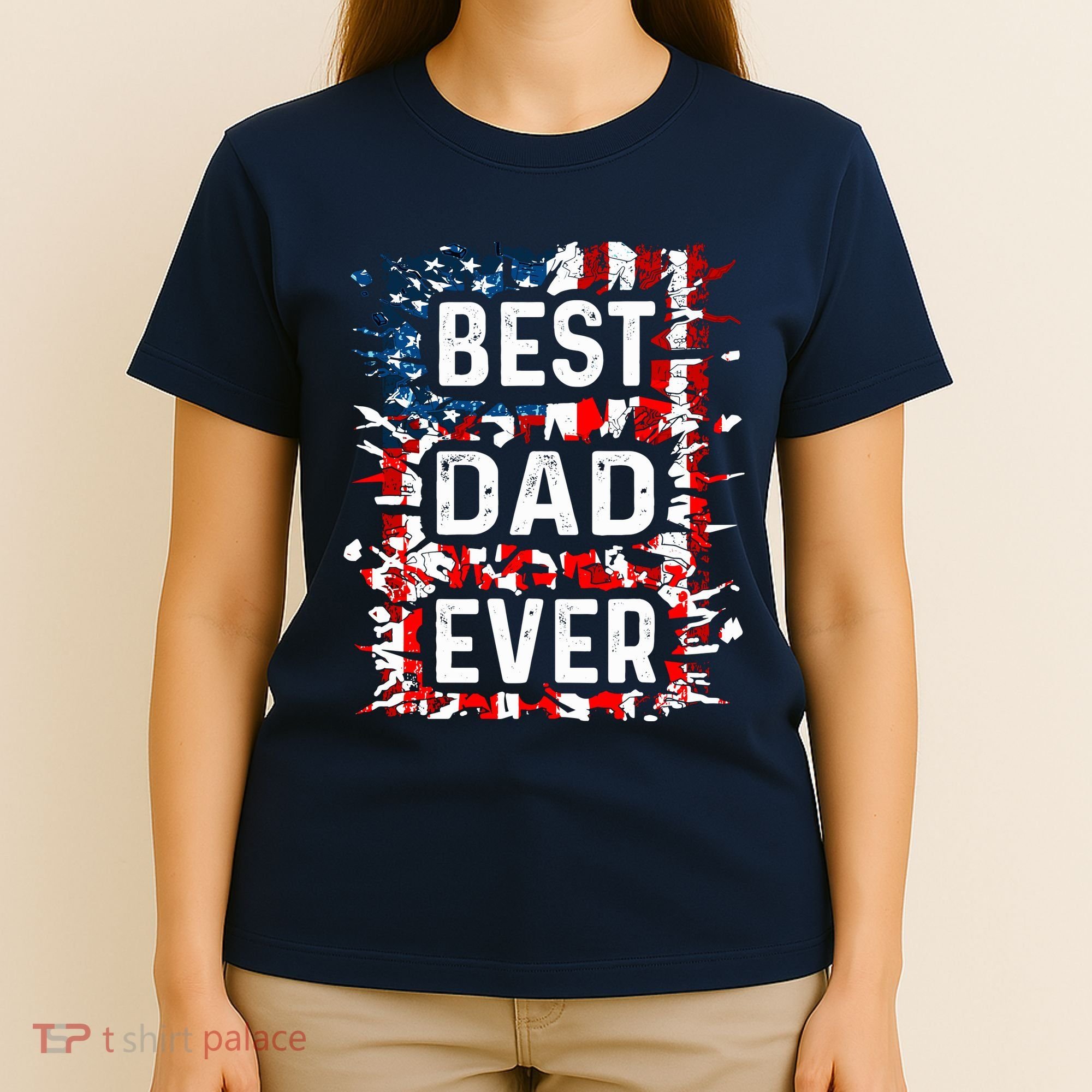 Funny Best Dad Ever Fathers Day Papa Us American Flag T-Shirt